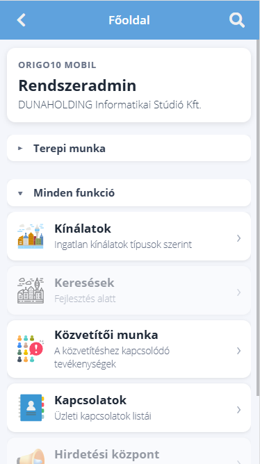 Ingatlannyilvántartás mobil változat képernyőképe